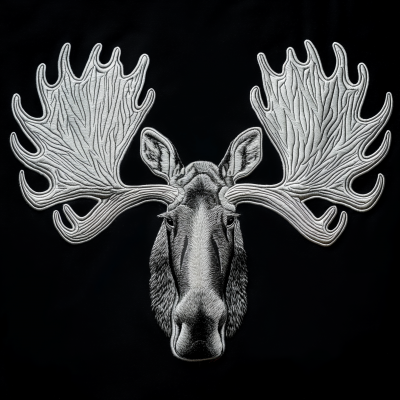 Embroidered White Moose Logo