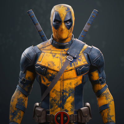 Deadpool with yellow background