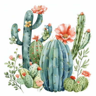 Colorful Blooming Cacti and Succulents