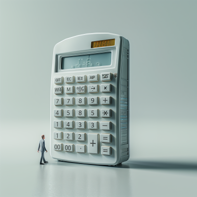 Giant Calculator and Tiny Businessman