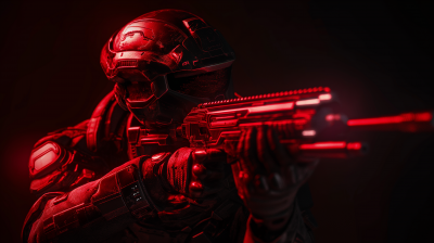 Futuristic Soldier with Energy Rifle