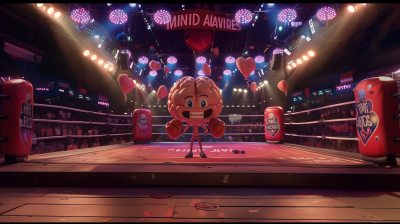 Confident Brain in Boxing Ring