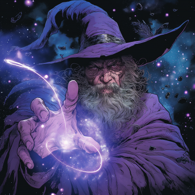 Wizard in a Comic Book Casting a Spell