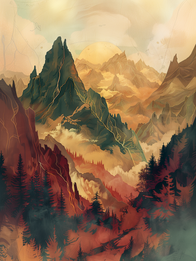 Mystical Mountain Illustration