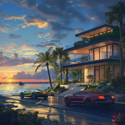 Luxurious Seaside House at Sunset