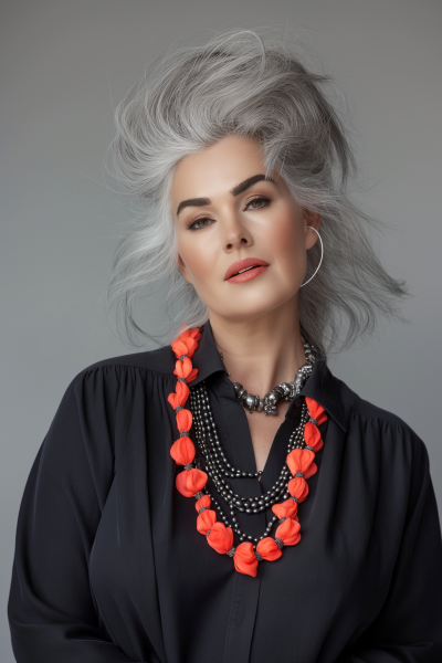 Stylish Mature Woman with Silver Hair