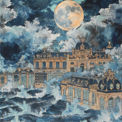 Majestic Palace in Tumultuous Waves