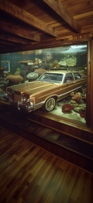 Classic Car in Aquarium Garage