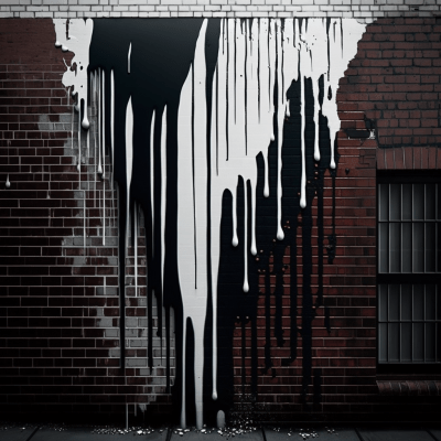 Black and White Paint Dripping on Brick Wall