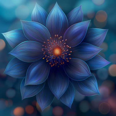 Vibrant Blue Lotus Illustration