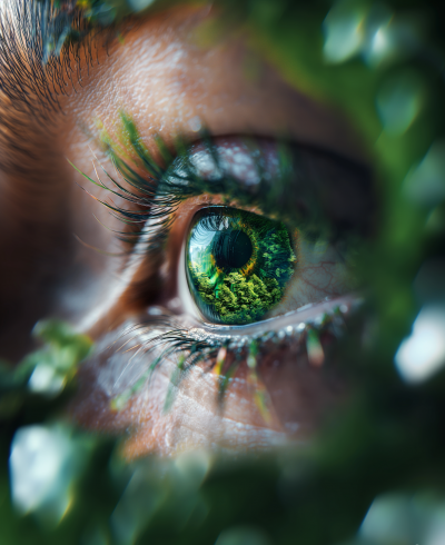 Forest Reflection in Human Eye