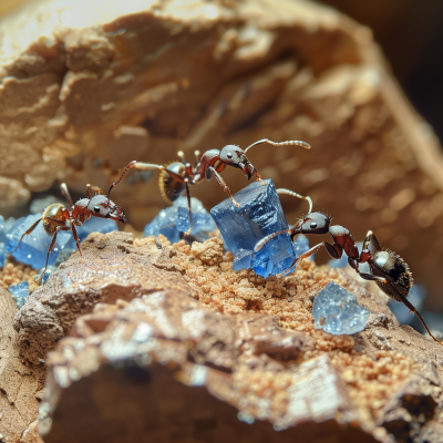 Ants Carrying Crystals