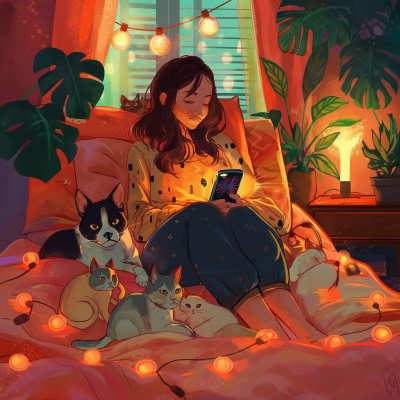 Cozy Home Scene with Pets