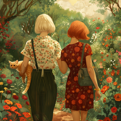 Women in Flower Garden