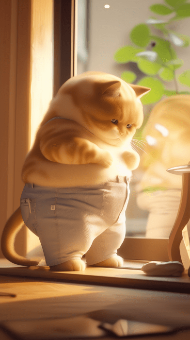 Chubby Cat Reflection