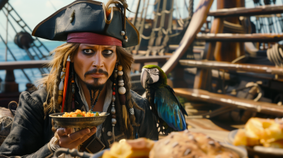Captain Jack Sparrow on the Black Pearl Deck