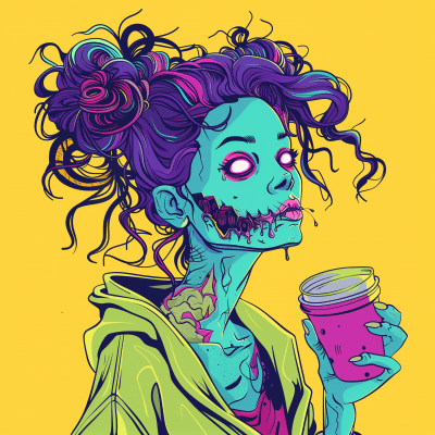 Colorful Zombie Woman Illustration