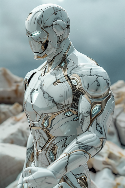 Iron Man in White Marble with Dior Feel and Glass Splendor