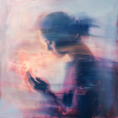 Blurred Female Figure in Prayer