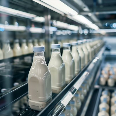 Milk Bottles in Modern Supermarket
