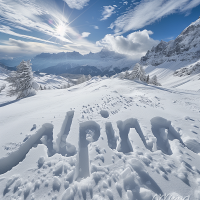 Alpina Mountain Sign on Snowy Slope