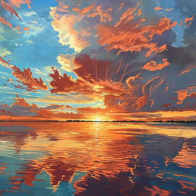 Impressionist Sunrise over Lake Bacalar