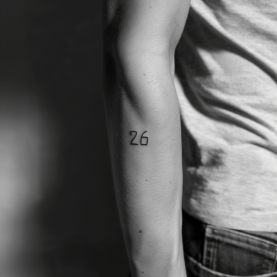Minimalistic Number 26 Tattoo Design