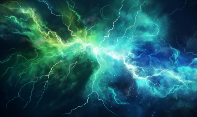 Thunderbolt in Blue and Green Colors