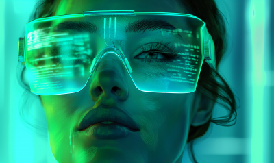 Futuristic Cyberpunk Woman with Glasses