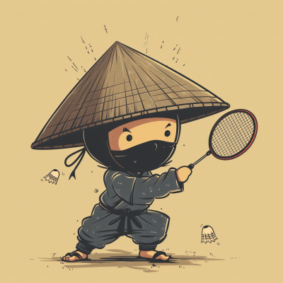 Ninja Playing Badminton