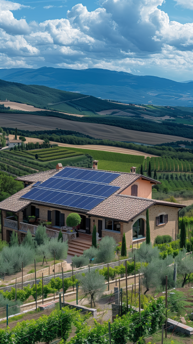 Italian Countryside with Solar Panels