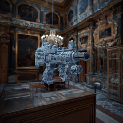 Futuristic Gun in Baroque Room