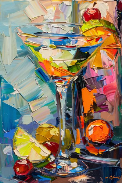 Martini Glass Oil Painting