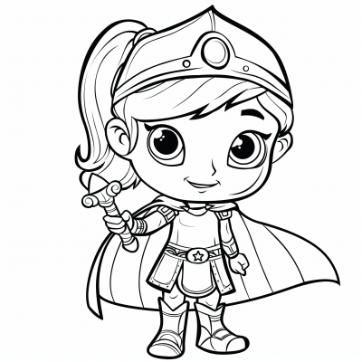 Young Smiling Knight Cartoon Drawing