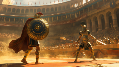 Gladiator Battle in Pixar Style