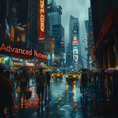 Rainy City Street at Night