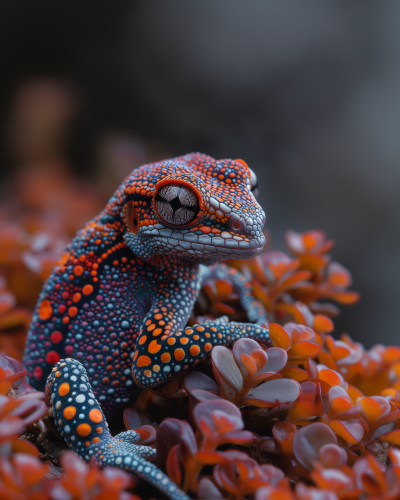 Colorful Gecko Among Succulents