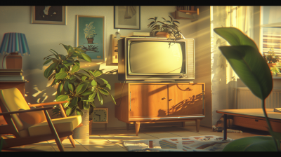 Vintage Television Set in Modern Apartment