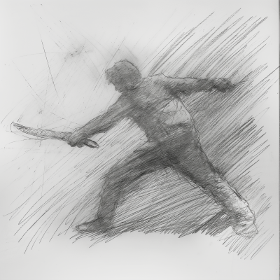 Tennis Player in Action Sketch