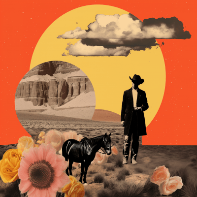 High Contrast Surreal Western Pop Collage