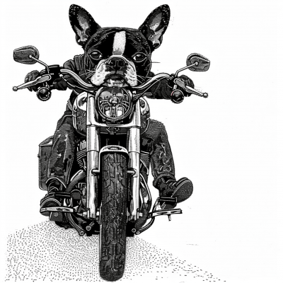 Boston Terrier on Harley Davidson