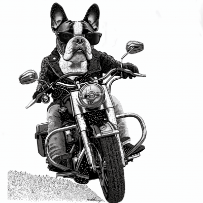 Boston Terrier on Harley Davidson