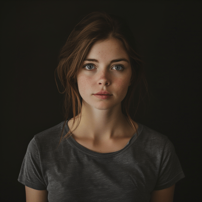 Portrait of a Woman in Dark Gray Turtleneck