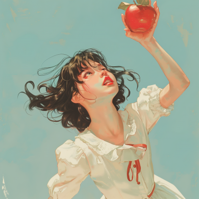 Anime Style Woman Reaching for Apple