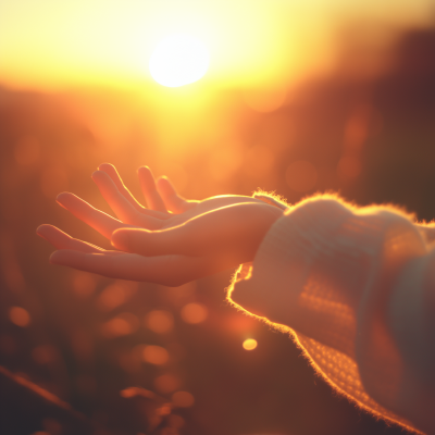 Sunset Reaching Hand