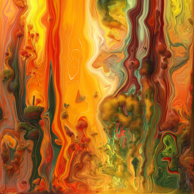 Abstract Orange Liquid Art