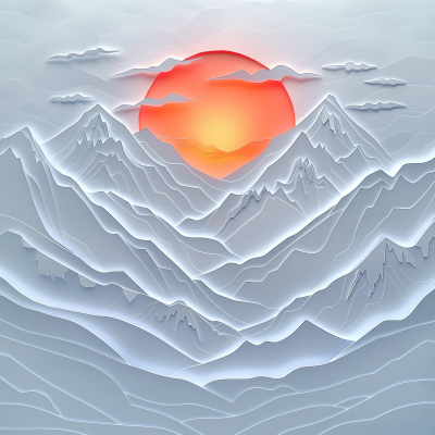 Mountain Sunset Paper Art