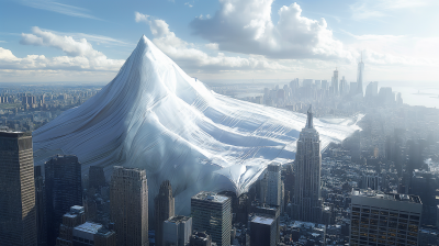 Surreal Fabric-Like Mountain Cityscape