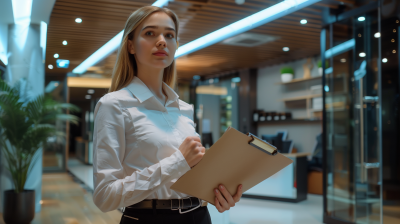 Confident Young Woman in Modern Office