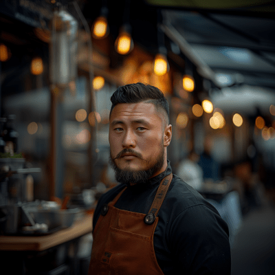 Confident Man in Leather Apron